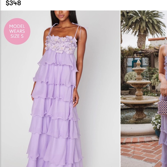 Show Me Your MuMu Gabriella Maxi Dress • Lavender Tiered Maxi Dress - Picture 1 of 9